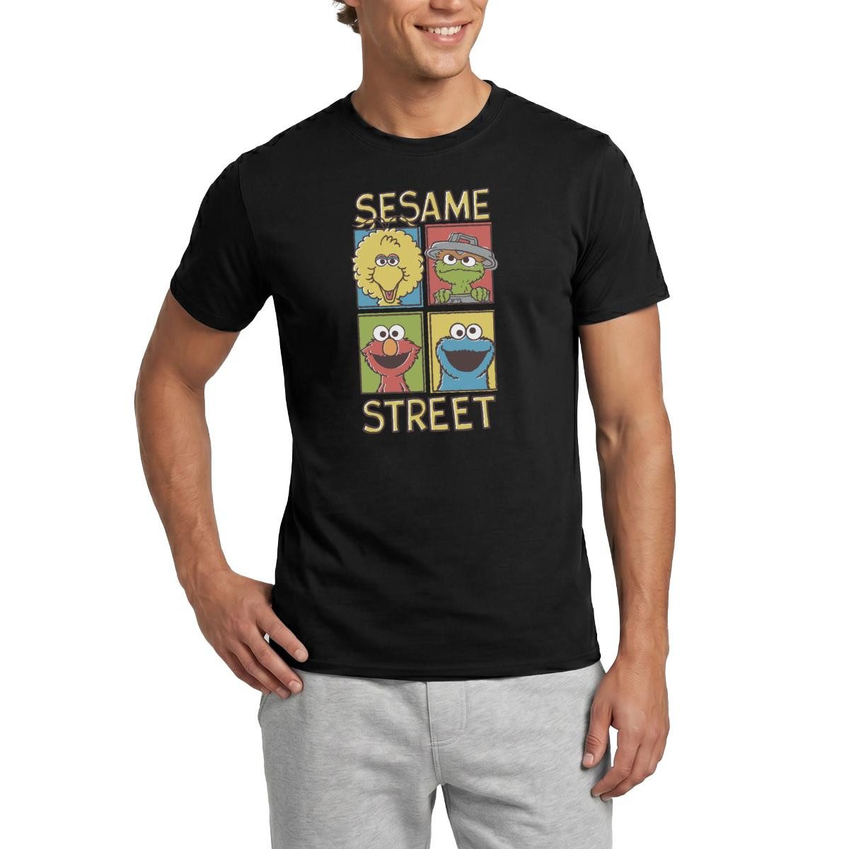 Spreadshirt T-Shirt Sesamstraße Bibo, Oscar, Elmo, Krümelmonster Männer T-Shirt (1-tlg)