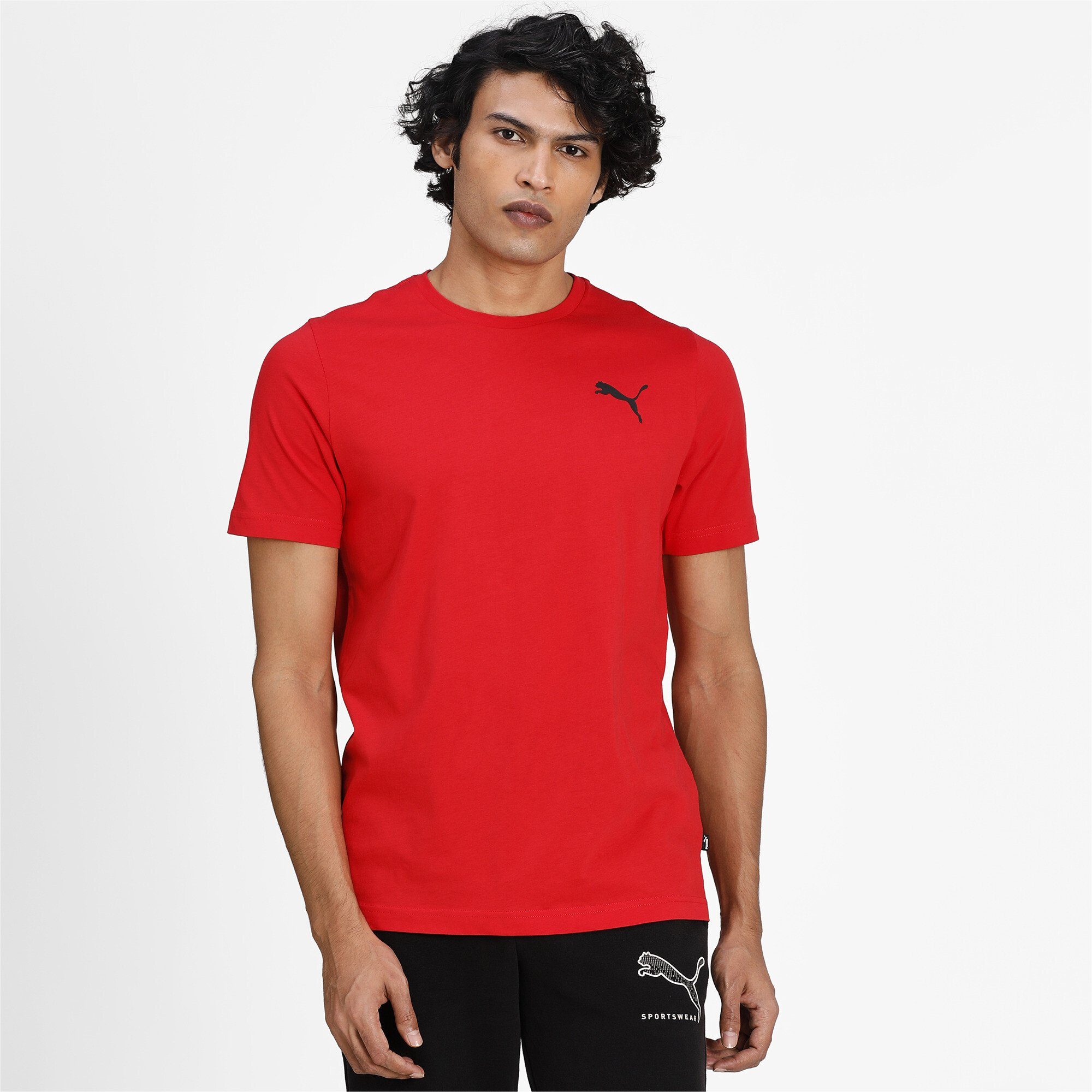 PUMA T-Shirt Essentials Cat Logoprint High dezentem Herren Risk T-Shirt mit Red