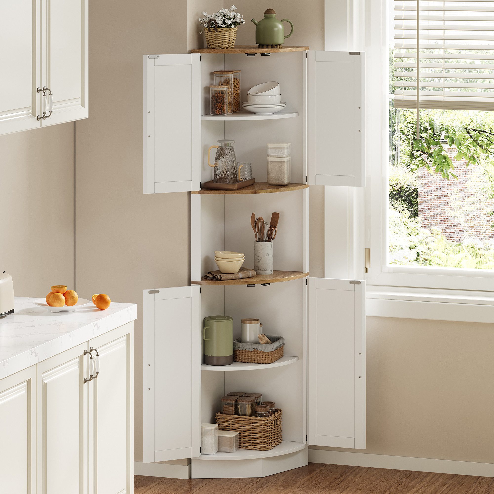 MODFU Eckschrank für Wohnzimmer,Küchen und Essbereiche (mit 5 Staufächern, günstig online kaufen