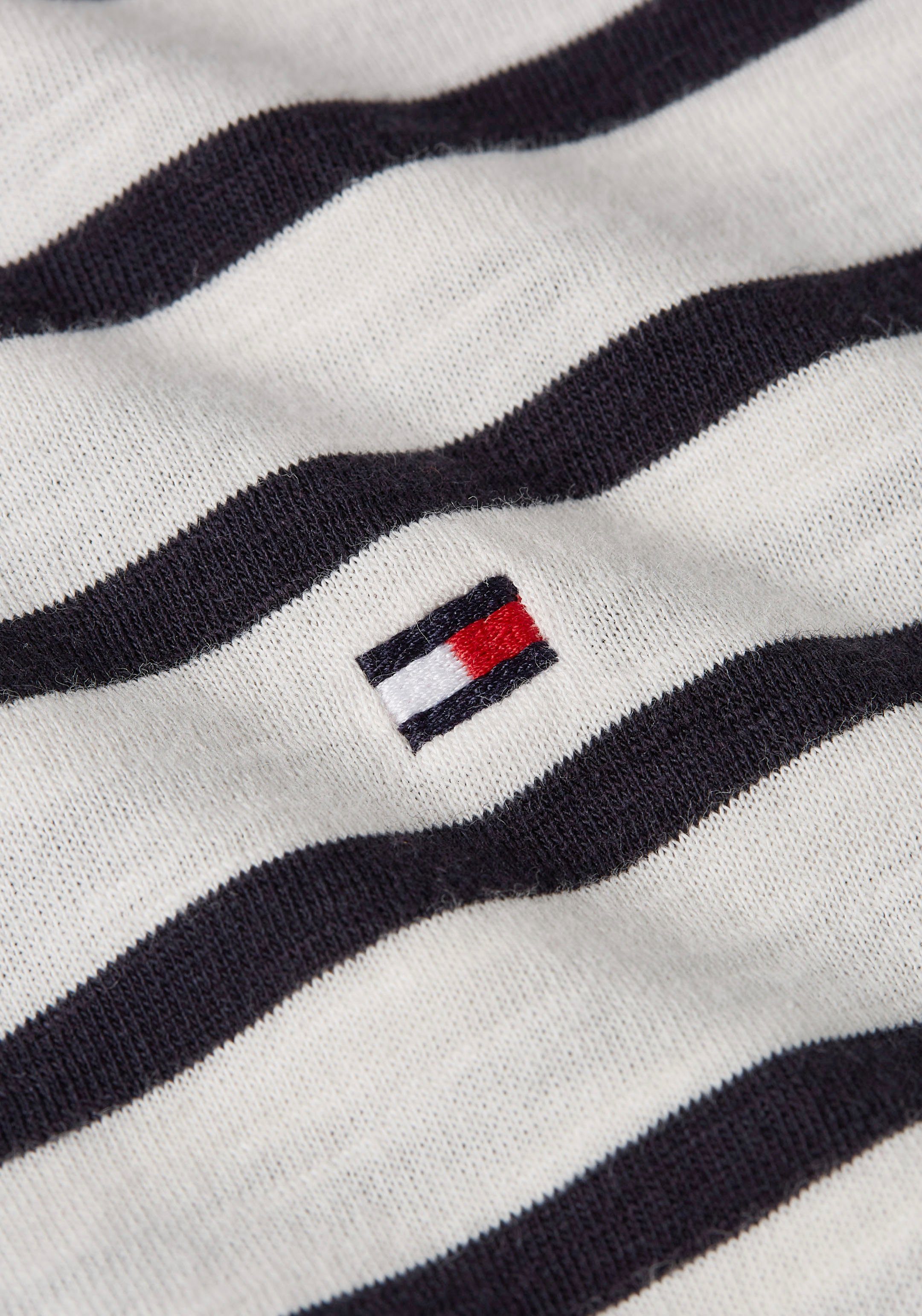 SS Stp (dunkelblau) Breton Desert 1985 Hilfiger SLIM Tommy SLUB mit Hilfiger Tommy W Sky Logostickerei Rundhalsshirt White/ C-NK