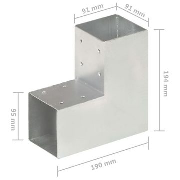 vidaXL Gartentor Pfostenverbinder 4 Stk L-Form Verzinktes Metall 91 x 91 mm