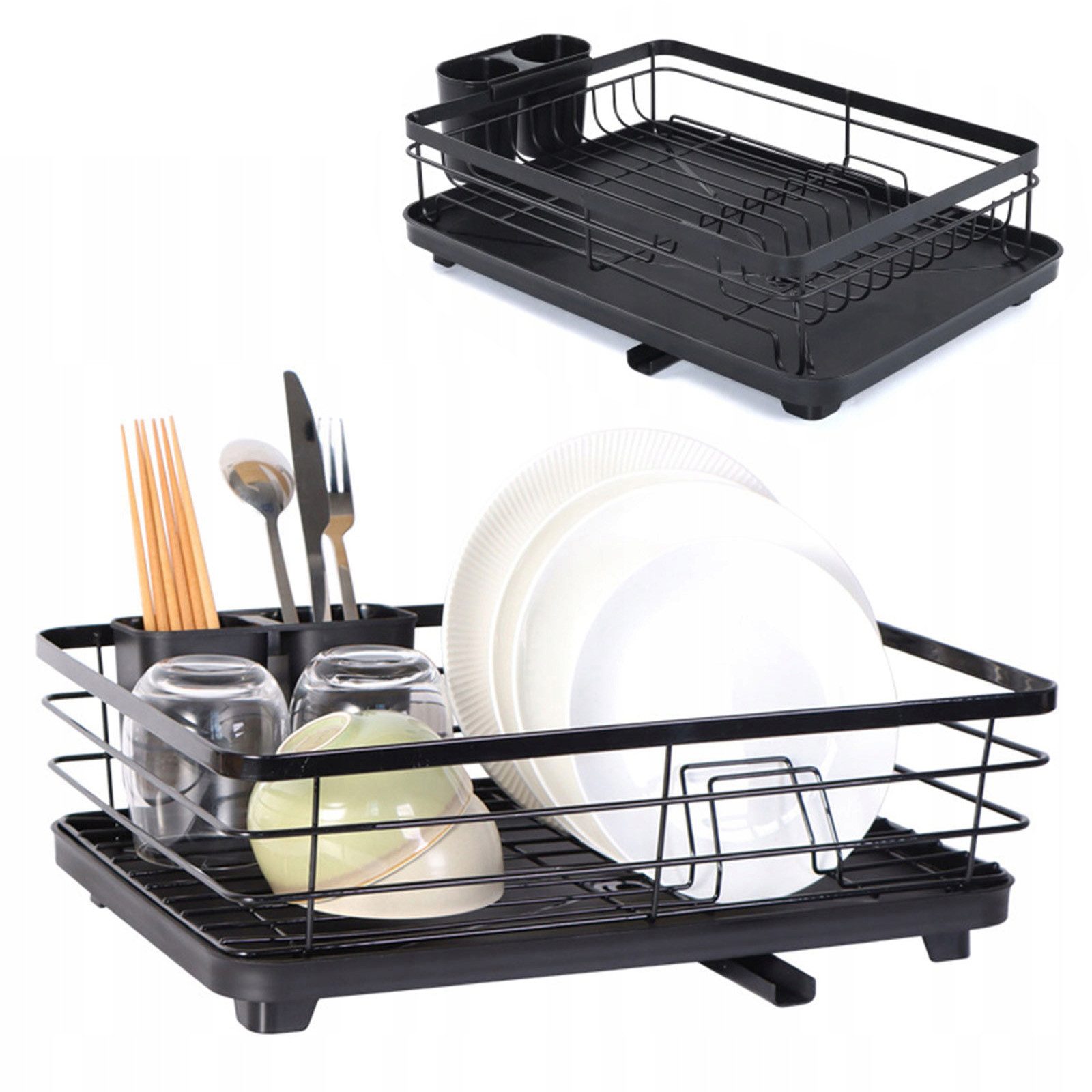MODFU Geschirrständer Geschirr Trockenständer Ständer Aufbewahrung Metall Abtropfgestell, Zubehör für Esstisch Spüle Kochfeld 42cm x 30cm x 11.5cm, Geschirr Stand für Küche