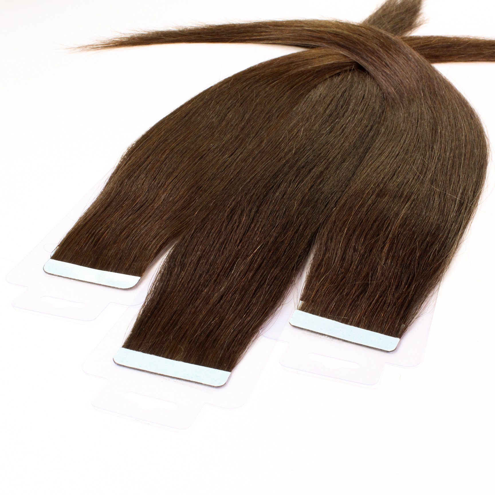 Dunkelblond Echthaar-Extension Gold hair2heart #6/3 40cm glatt Tape Extensions