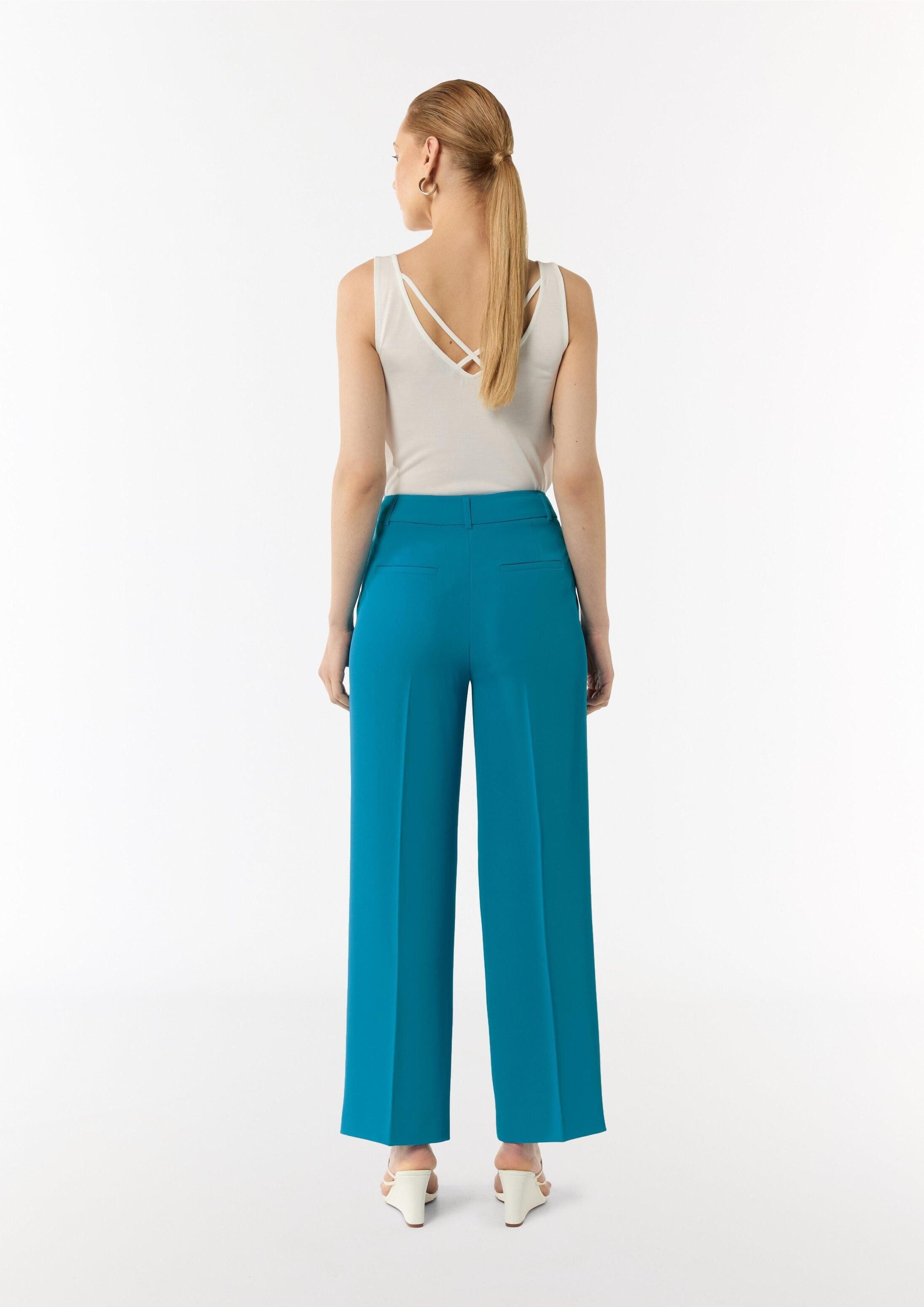 comma Chinos Hose Fließende Wide-Leg-Hose mit Bügelfalten