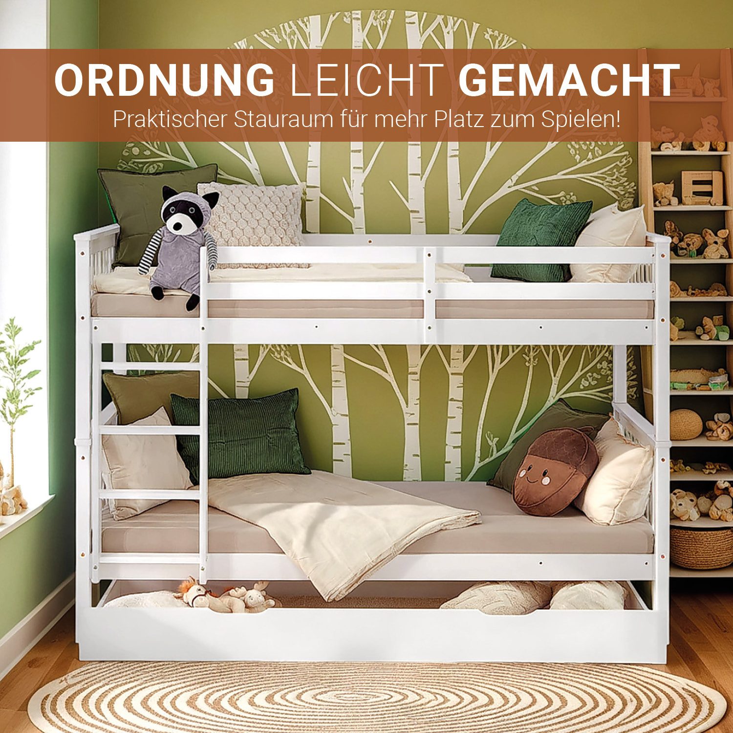Homestyle4u Etagenbett 90x200 für 2 Kinder Weiß Doppelstockbett Leiter Hoch günstig online kaufen