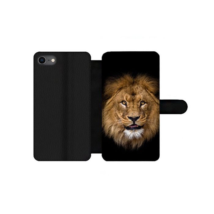 MuchoWow Handyhülle Löwe - Porträt - Schwarz - Tiere Handyhülle Telefonhülle Apple iPhone 8