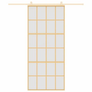 vidaXL Zimmertür Schiebetür Golden 90x205 cm Matt ESG-Glas und Aluminium Zimmertür Inne