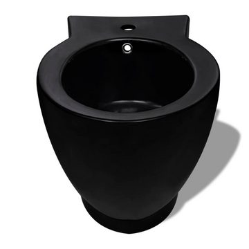 vidaXL Tiefspül-WC Keramik-WC Bidet-Set Schwarz Toilette Set Badezimmer