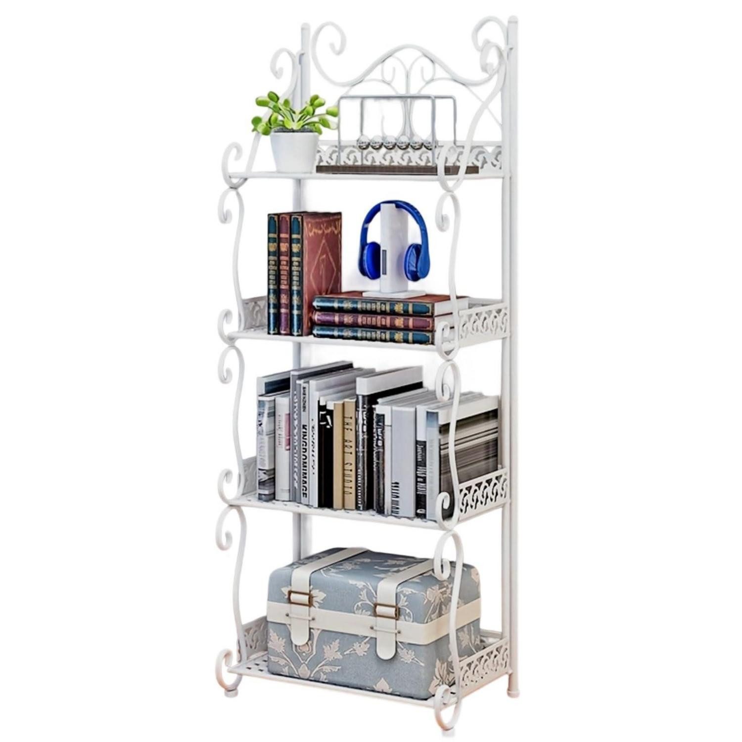 LuxusKollektion Standregal Standregal Metall 4stufig Weiss, 1-tlg.