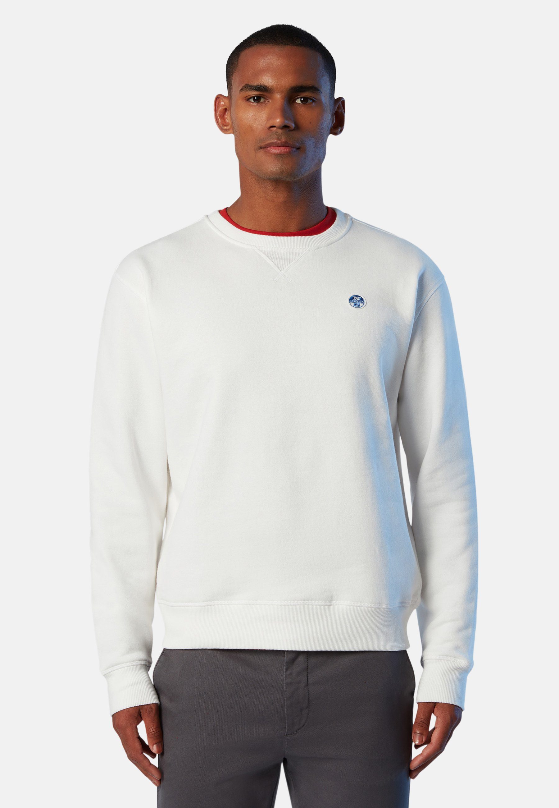 Sweatshirt Fleecepullover Logo-Aufnäher mit Sails weiss North