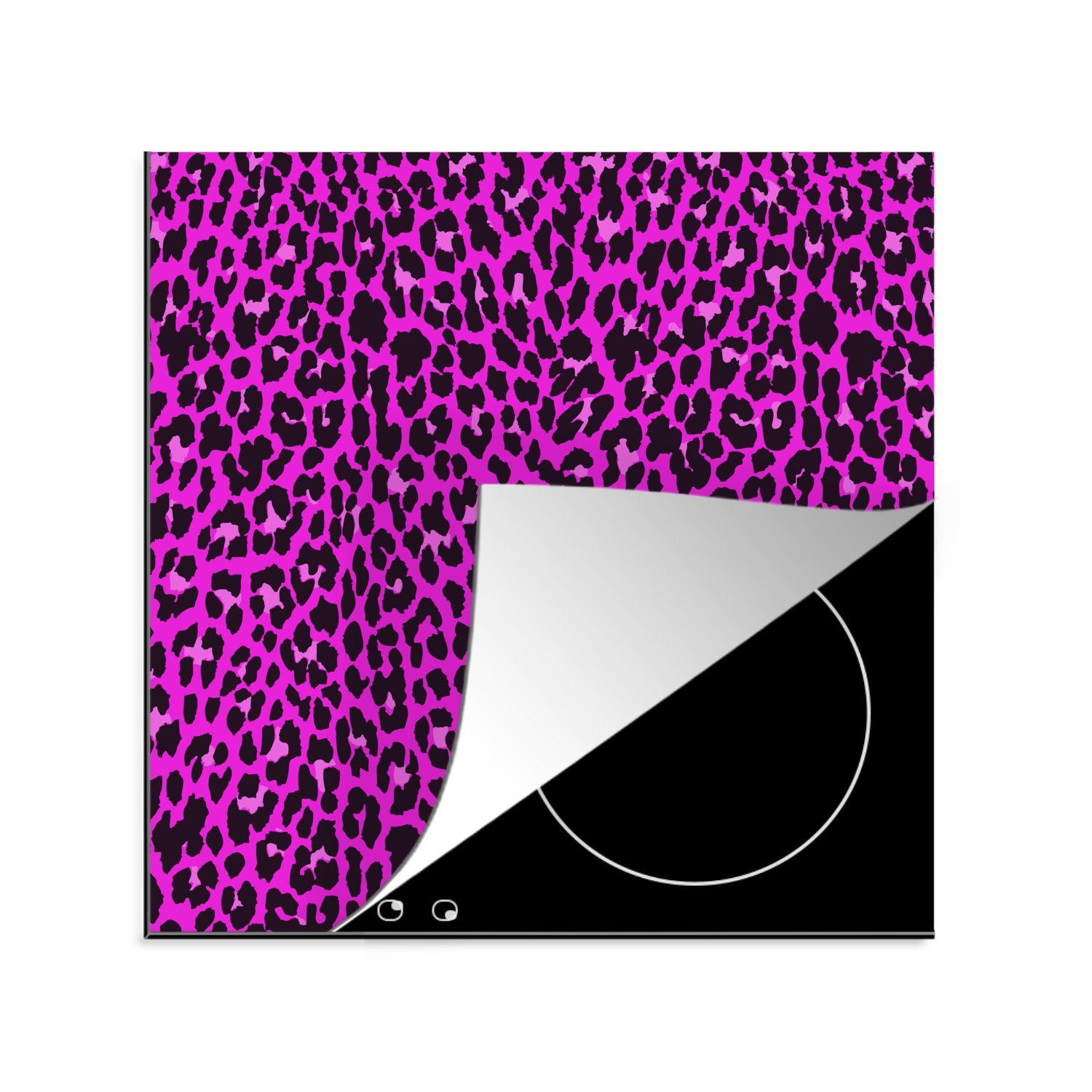 MuchoWow Herdblende-/Abdeckplatte Leopardenmuster - Muster küche Ceranfeldabdeckung, 78x78 (1 Arbeitsplatte Vinyl, für Rosa, cm, - tlg)