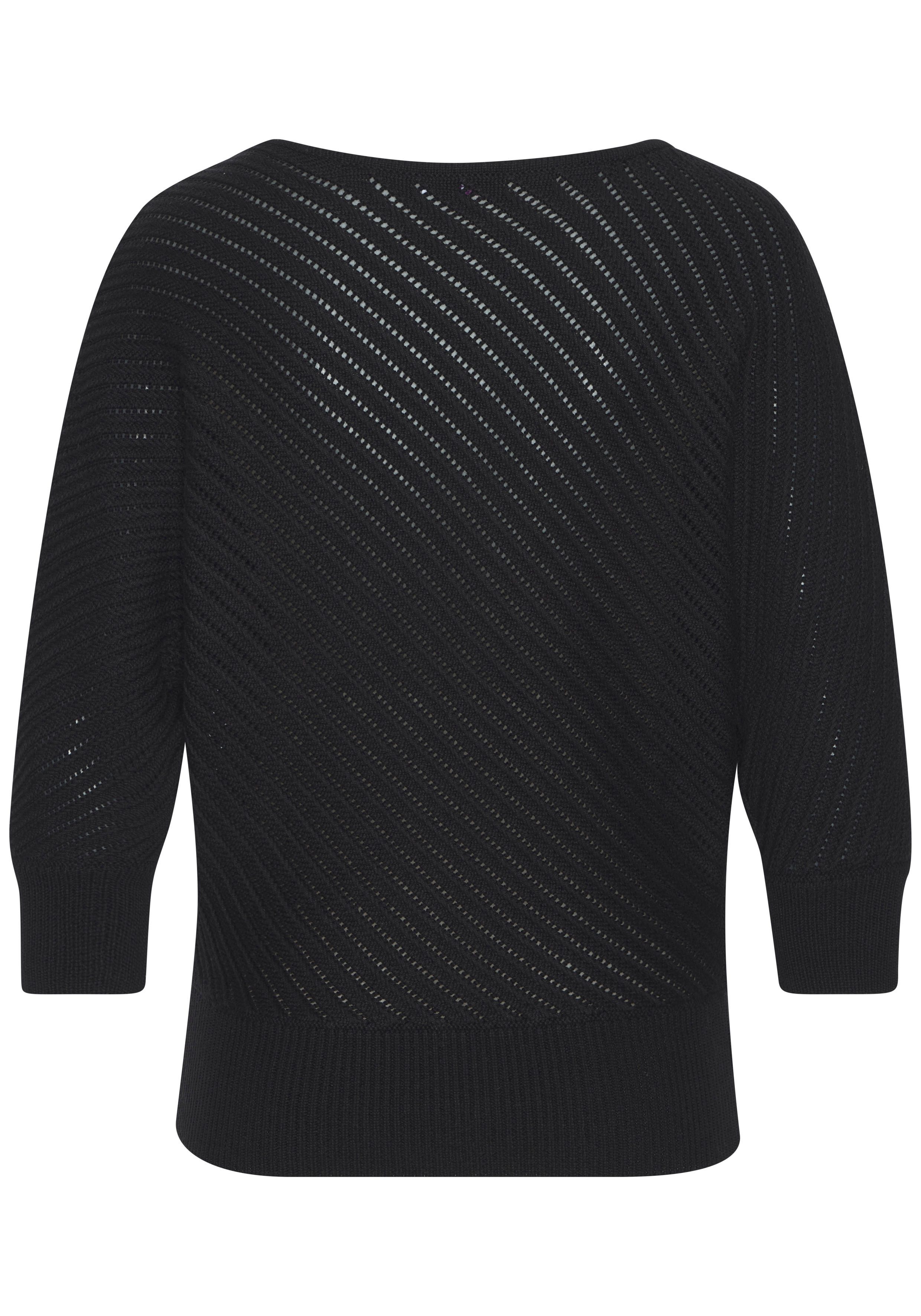 LASCANA 3/4 Arm-Pullover mit diagonalem Strickmuster