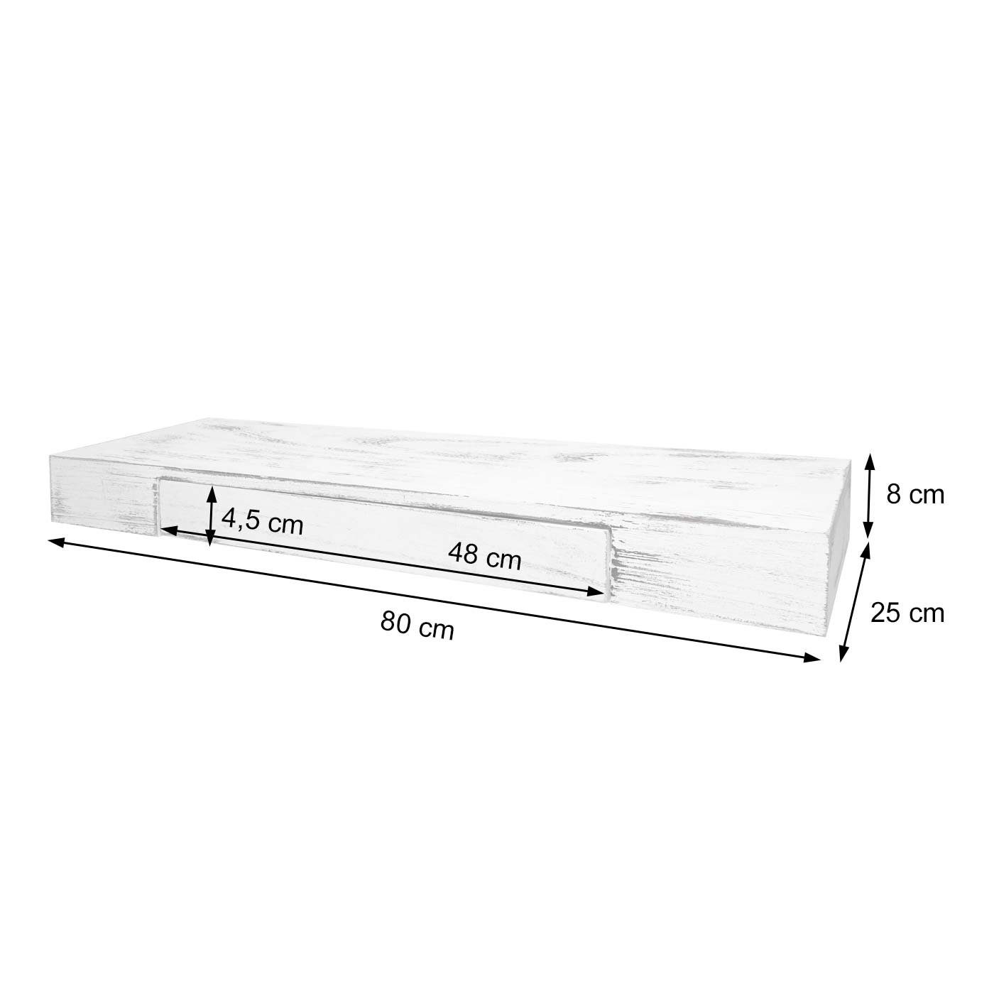 Pflegeleichte Wandregal braun, Hochwertige MCW shabby Verarbeitung, Oberfläche, Oberfläche Pflegeleichte MCW-H37,