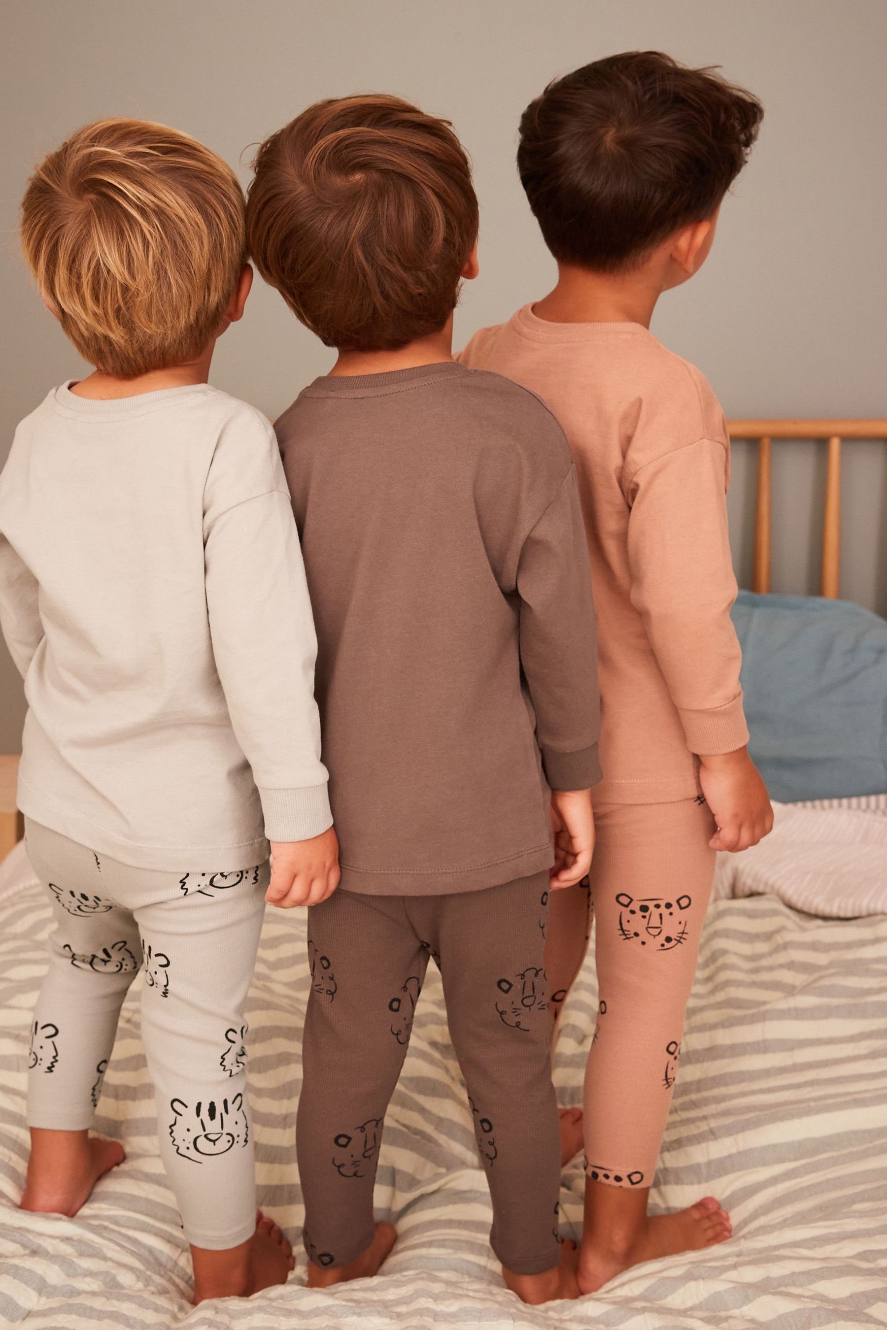 Next Pyjama Gerippter Snuggle Leggings-Pyjama, Multi (6 Animal 3er-Pack tlg)