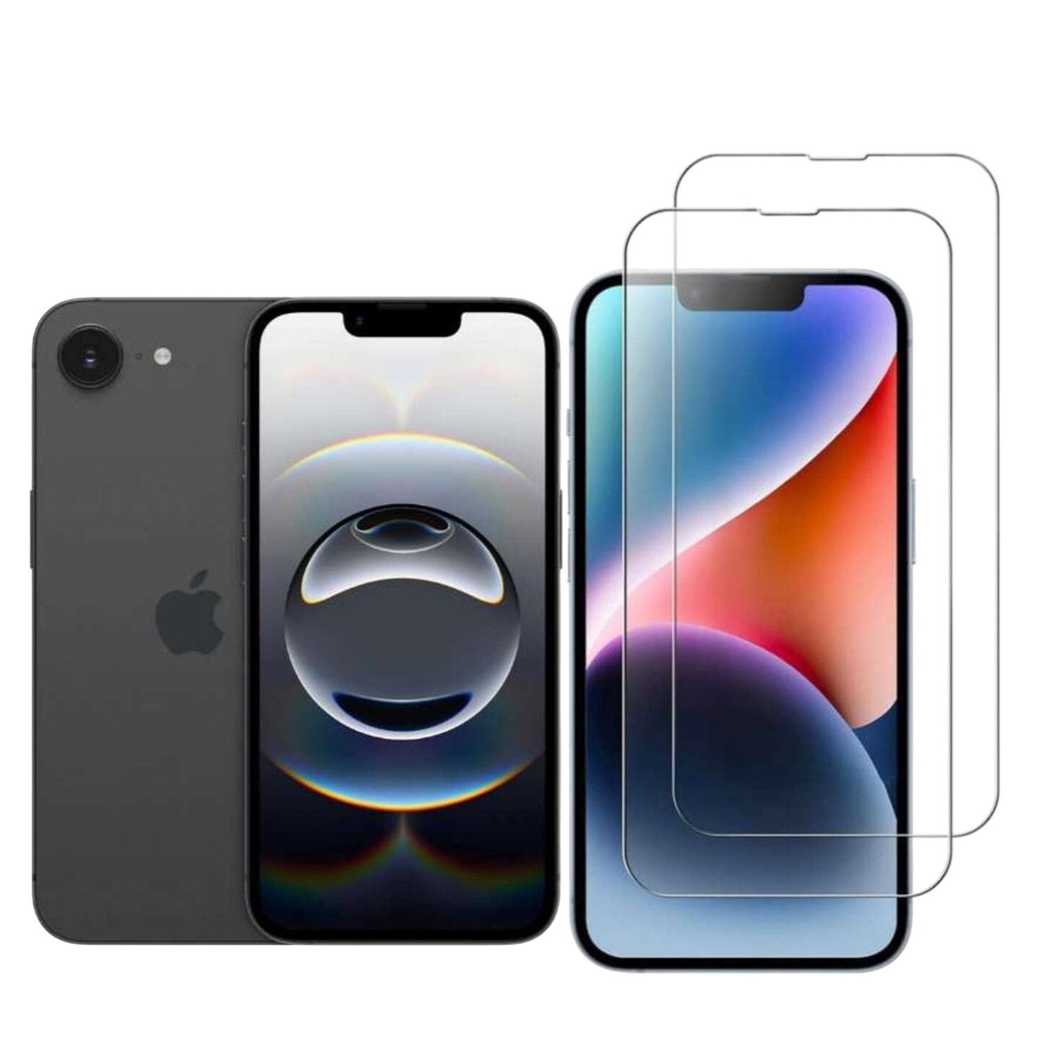 CLM-Tech Displayschutzglas 2x Schutzfolie für iPhone 16e Panzerfolie kristallklar für iPhone 16e, Panzerglas Folie - Anti-Fingerabdruck und kratzfest -, 2 Stück, Kristallklar