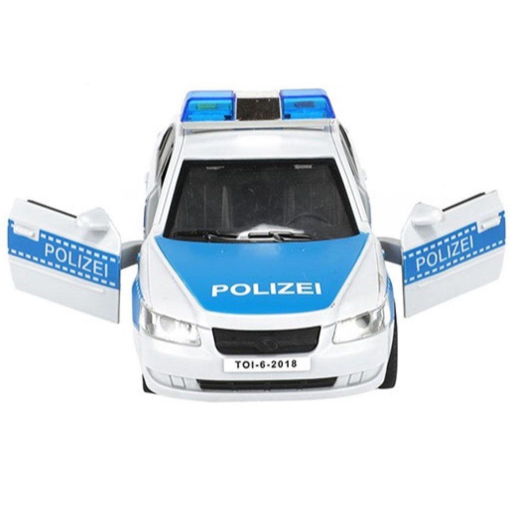 Spielzeug Polizei Auto Auftauen von gefrorenem Eis. Polizei Auto