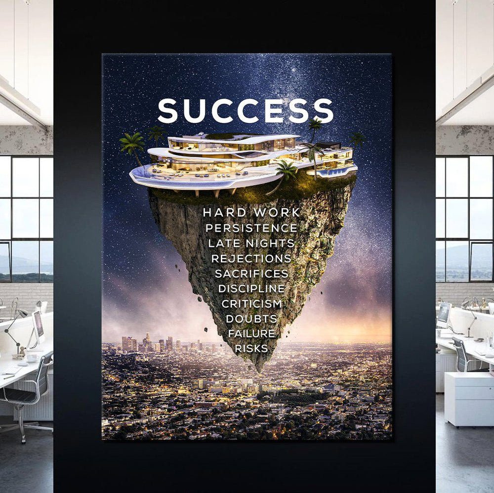 DOTCOMCANVAS® Leinwandbild, schwarzer des Erfolges" Rahmen für Wandbild Lebensenergie "Eisberg Deutsch, von pure