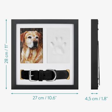 Navaris Bilderrahmen zum Basteln 3in1 Pfotenabdruck Set Hund - Foto Halsband Hundepfoten Abdruck, (1 St)