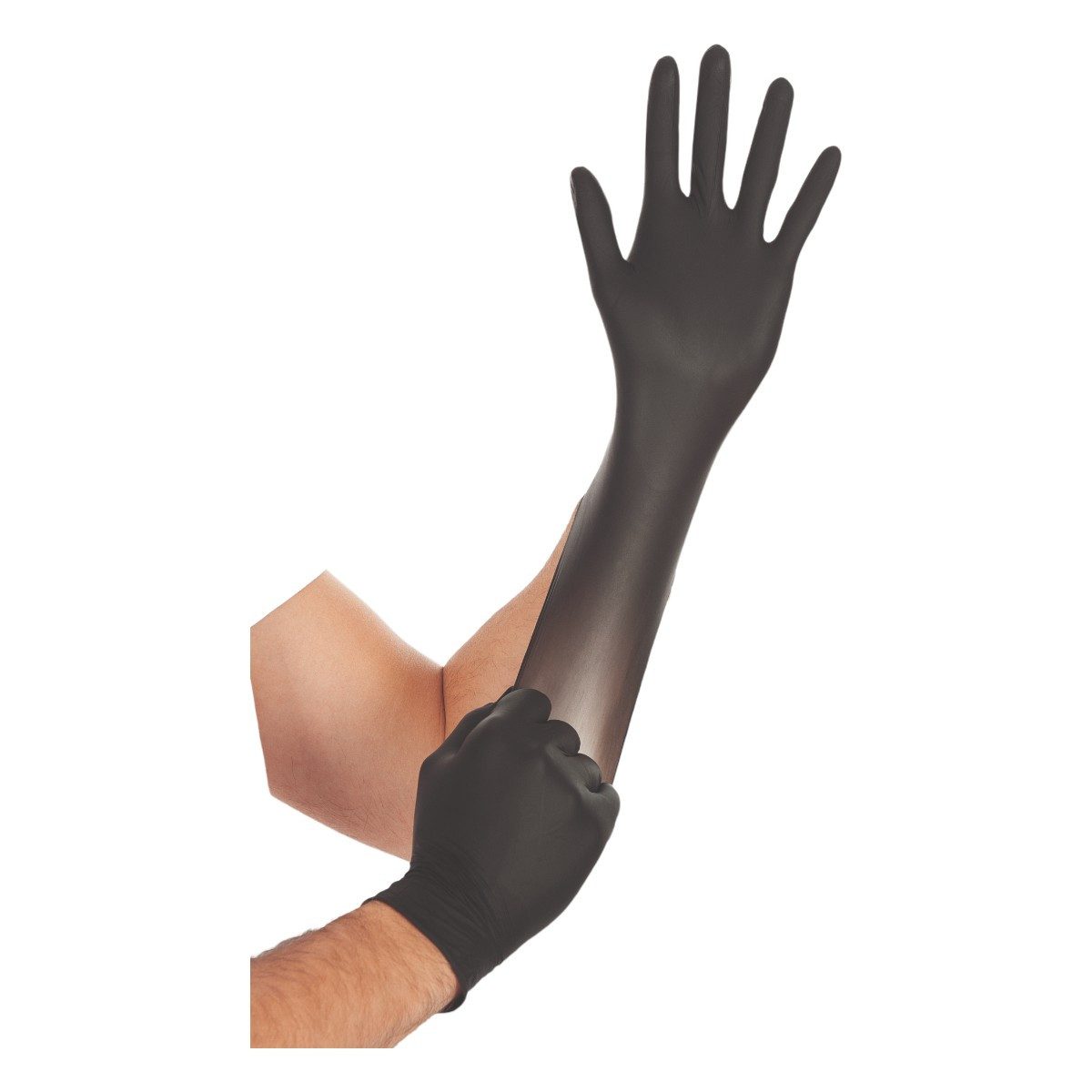 Franz Mensch Nitril-Handschuhe Hygostar "Safe Super Stretch", Schwarz, 100 Stück Akzelerator-frei
