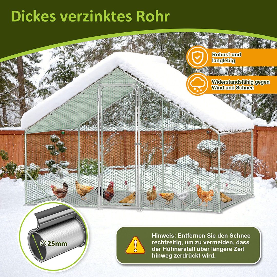 Clanmacy Hühnerstall 3x2x2m Hühnerstall aus Stahl mit UV-beständiger Abdeckung Voliere – Bild 3 von 5