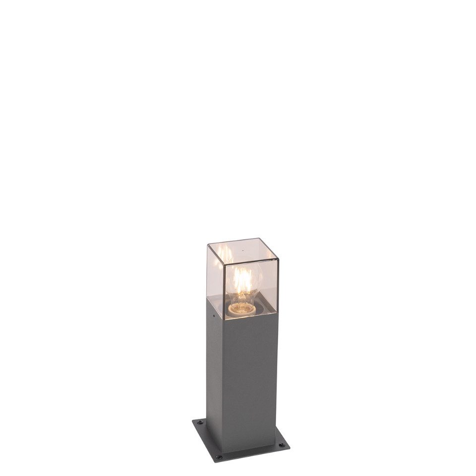 Qazqa Außen-Stehlampe Denmark, ohne Leuchtmittel, Warmweiß, QAZQA Außen­poller­leuchte, e27, Dunkelgrau, Aluminium, Modern