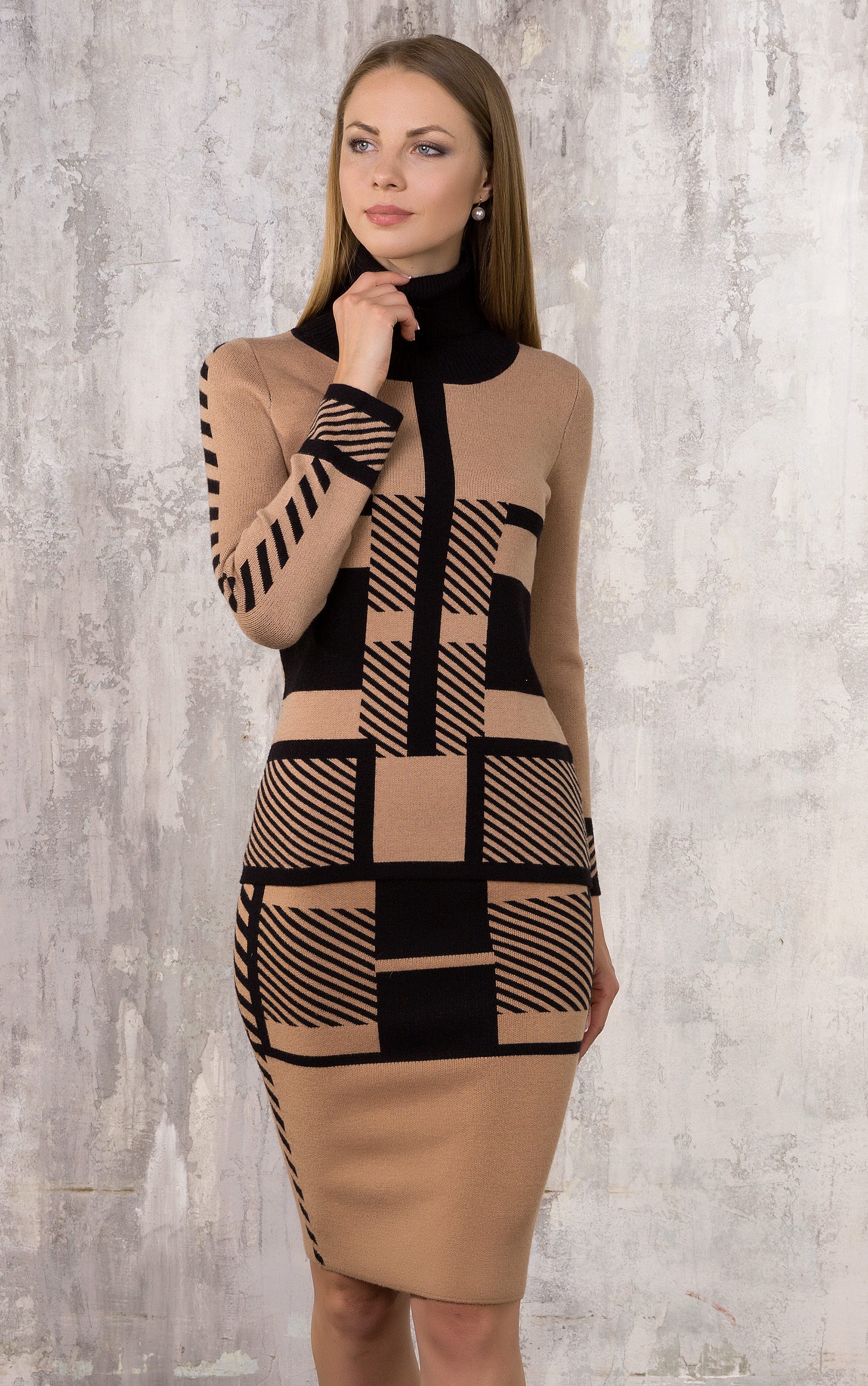 Passioni Strickrock Knielang mit Streifenmuster günstig online kaufen