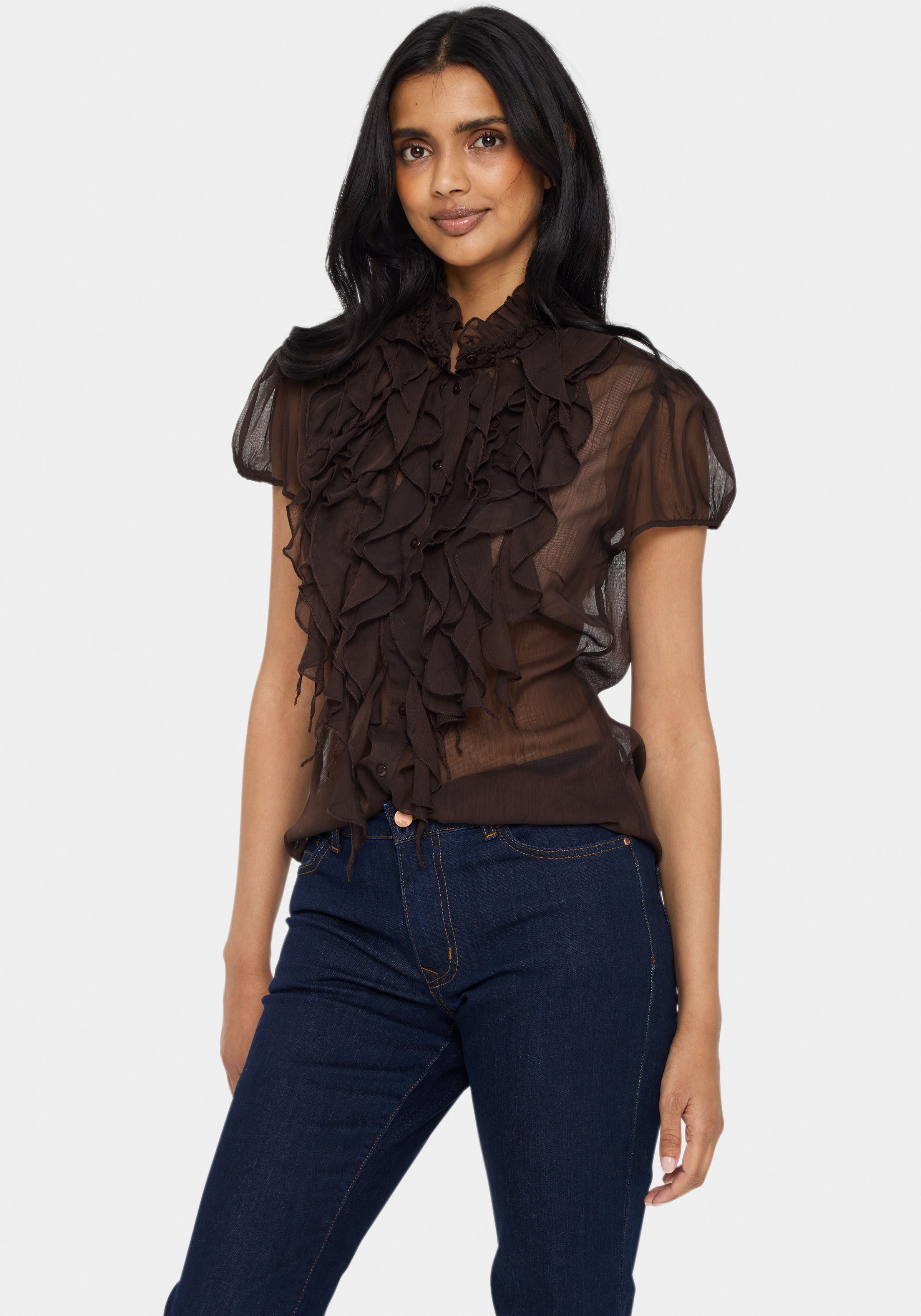 Saint Tropez Rüschenbluse LiljaSZ Crinkle SS Shirt