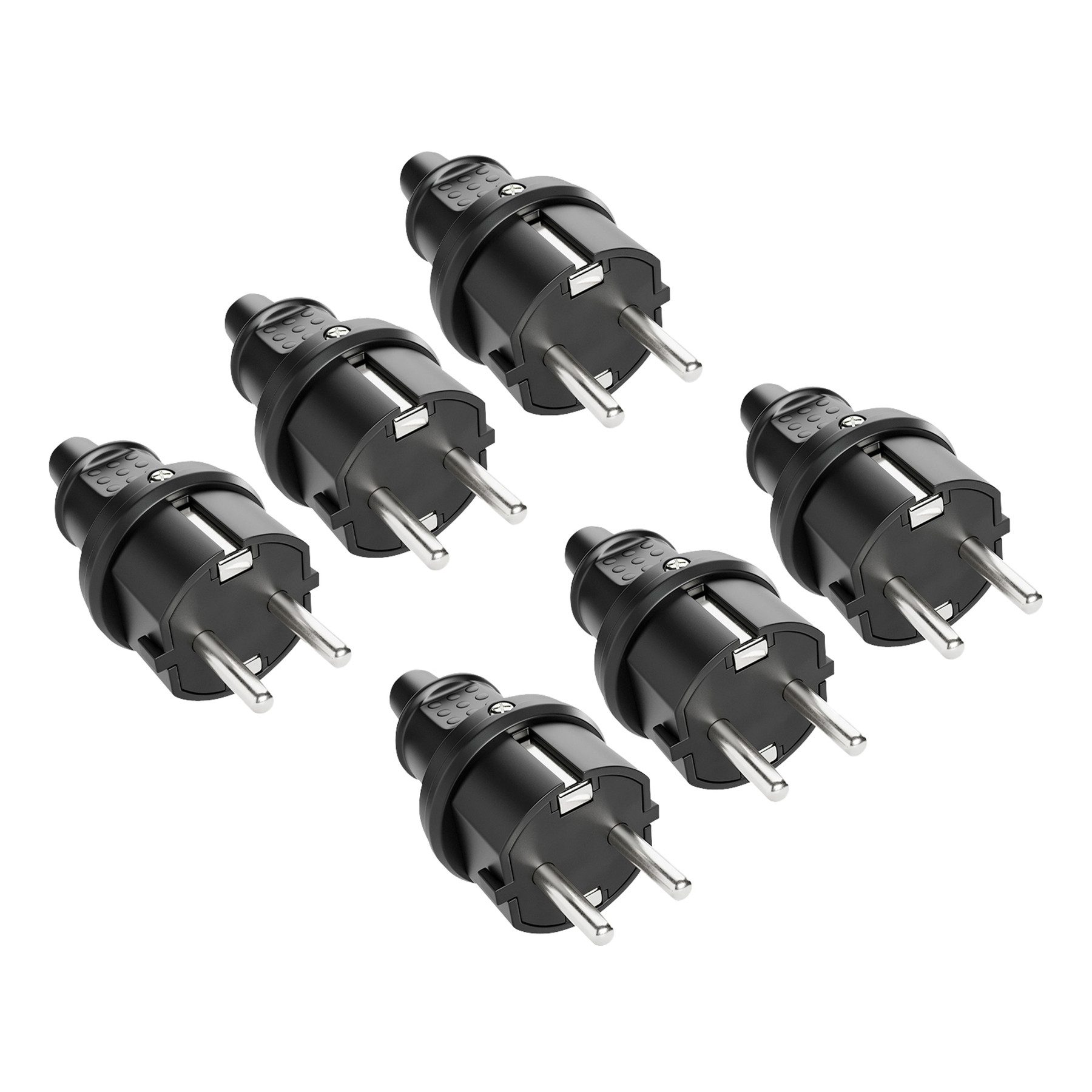 ABSINA Schuko-Stecker ABSINA Schutzkontaktstecker, schwarz, 6 Stück