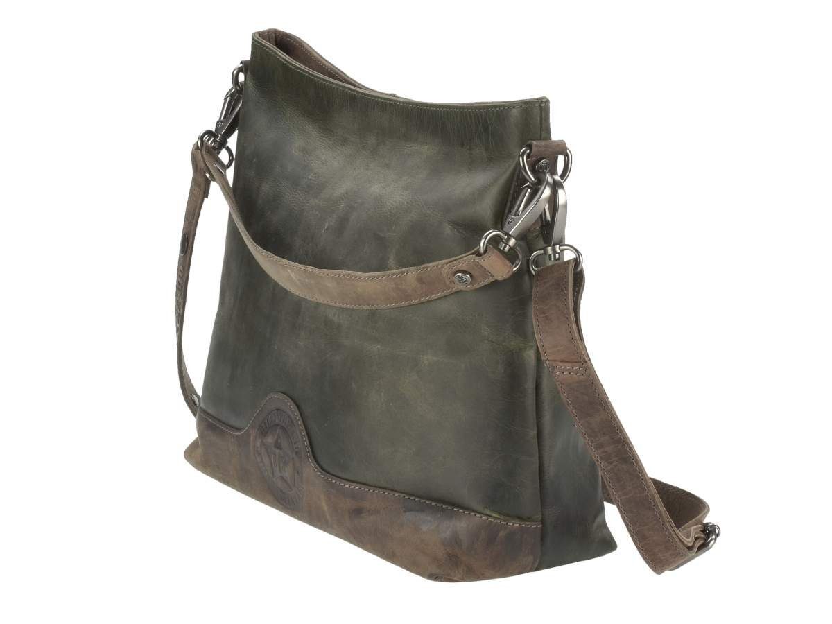Billy The Kid Shopper Hunter Handtasche Umhangetasche 34cm Schultertasche rustikales Leder Schultergurt 150cm und abnehmbarer Tragegriff