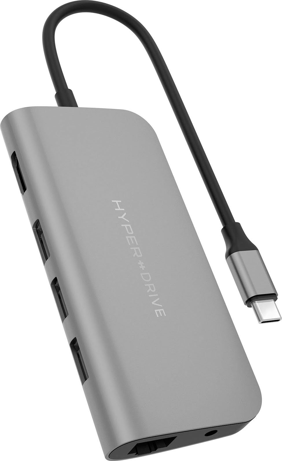 Hyper POWER 9-in-1 USB-C Hub Adapter zu 3,5-mm-Klinke, 3x USB Typ A, HDMI, MicroSD-Card, RJ-45 (Ethernet), SD-Card, USB Typ C
