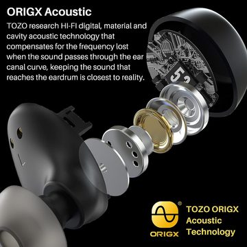 TOZO ideal für unterbrechungsfreies Musikhören und Telefonieren In-Ear-Kopfhörer (Die A1 Ohrhörer, 6mm Lautsprecher sorgen für dynamischen Stereo-Klang mit beeindruckenden Höhen und kraftvollem Bass., IntuitiveTouch-Bedienung,Die Smart Touch-Steuerung ermöglicht mühelose)