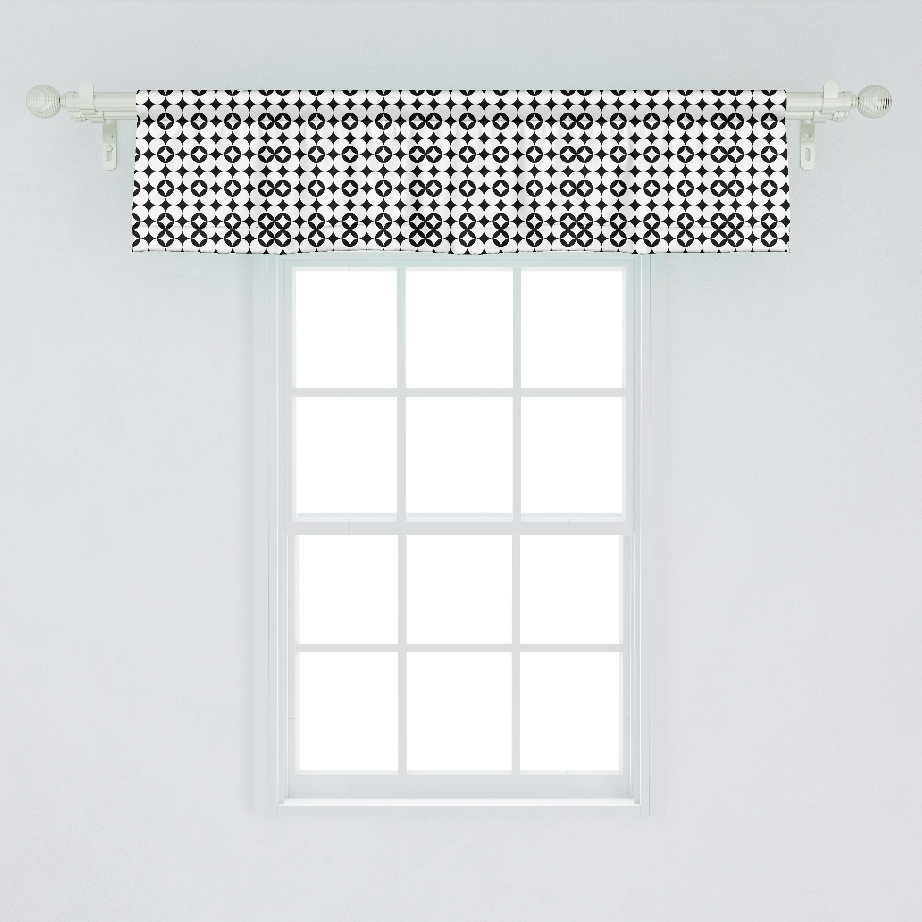 für Monotone Mosaik Dekor Küche Scheibengardine Stangentasche, Abakuhaus, Motiv mit Volant Vorhang Geometrisches Microfaser, Schlafzimmer