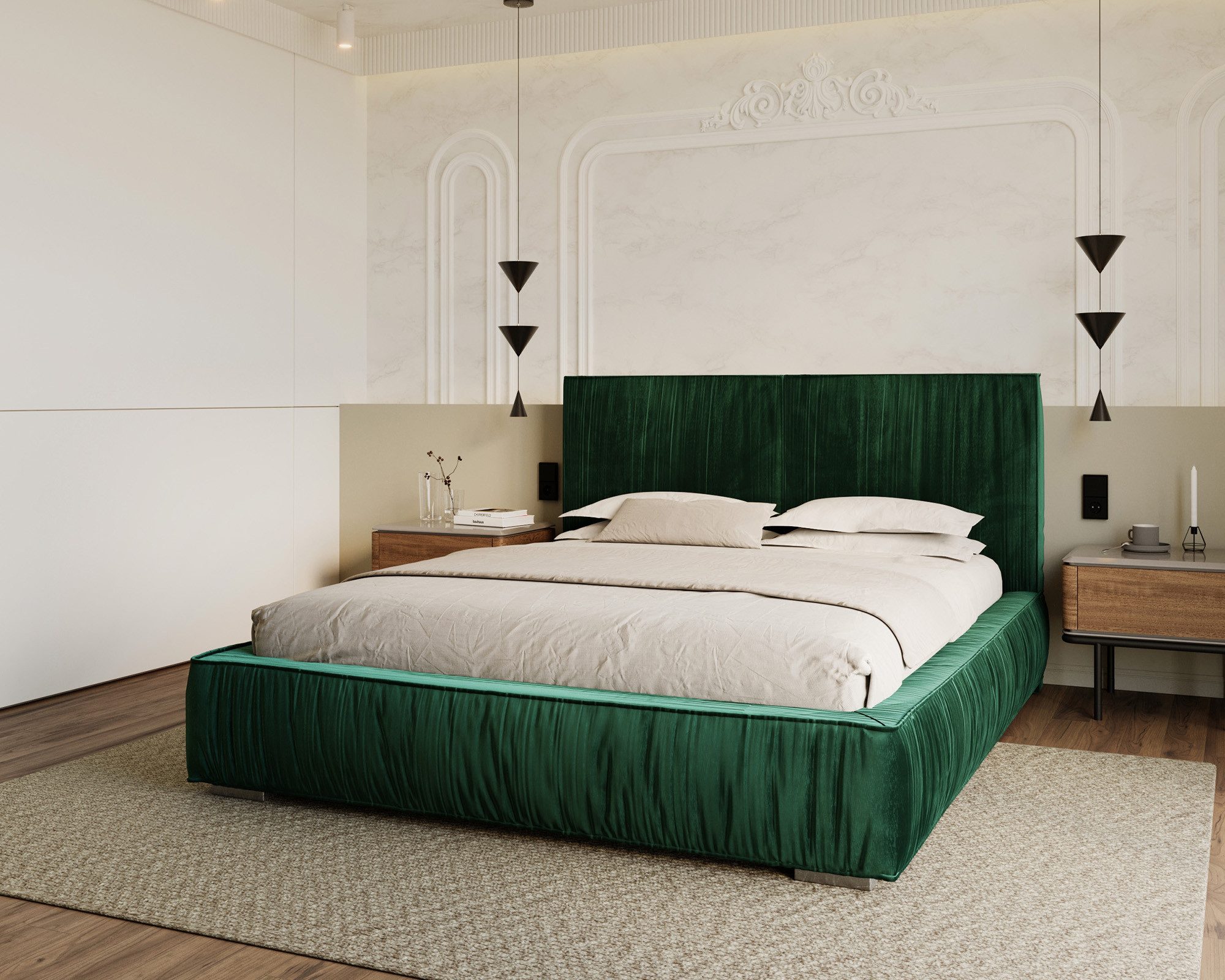 thematys Polsterbett 140x200–180x200 cm – Velours Bett mit Bettkasten & Lattenrost (Optional mit 28 cm H3/H4 Taschenfederkern oder 23 cm Taschenfederkern-Matratze H2, hydraulisches Stauraumbett)