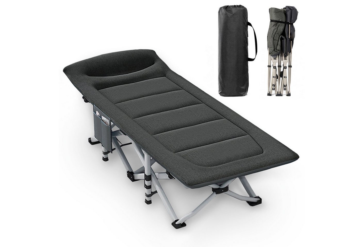 CALIYO Feldbett Mit Dicker Matratze Klappbett Campingbett bis 150 kg (200 x 80 x 40 cm Faltbar) für Indoor, Outdoor, Strand und Garten
