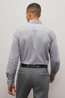 Next Langarmhemd Strukturiertes Regular Fit Hemd mit Besatz (1-tlg)