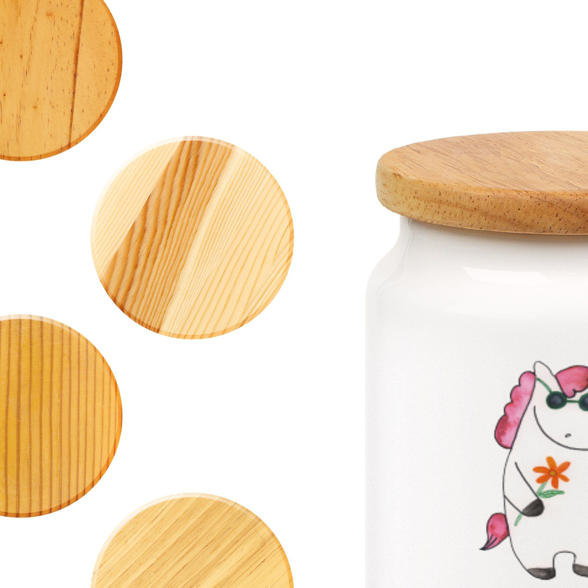 Panda Pegasus, Mrs. Mr. Keramik, Einhorn Keksdose, - (1-tlg) Vorratsdose Weiß Deko, - Einhorn & Woodstock Geschenk,