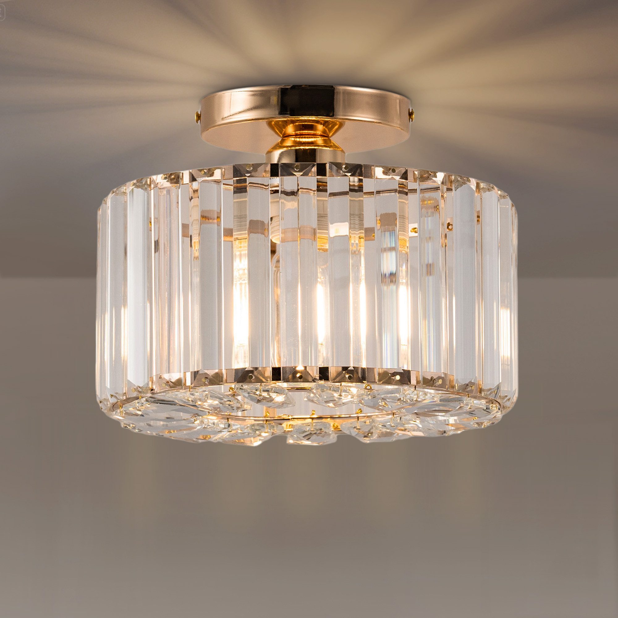 LOHAS-LED Deckenleuchte Moderne Kristall-Deckenleuchte mit zylindrischen Kristallelementen, ohne Leuchtmittel, E27 Fassung für 220V, einfache Montage für Wohnräume