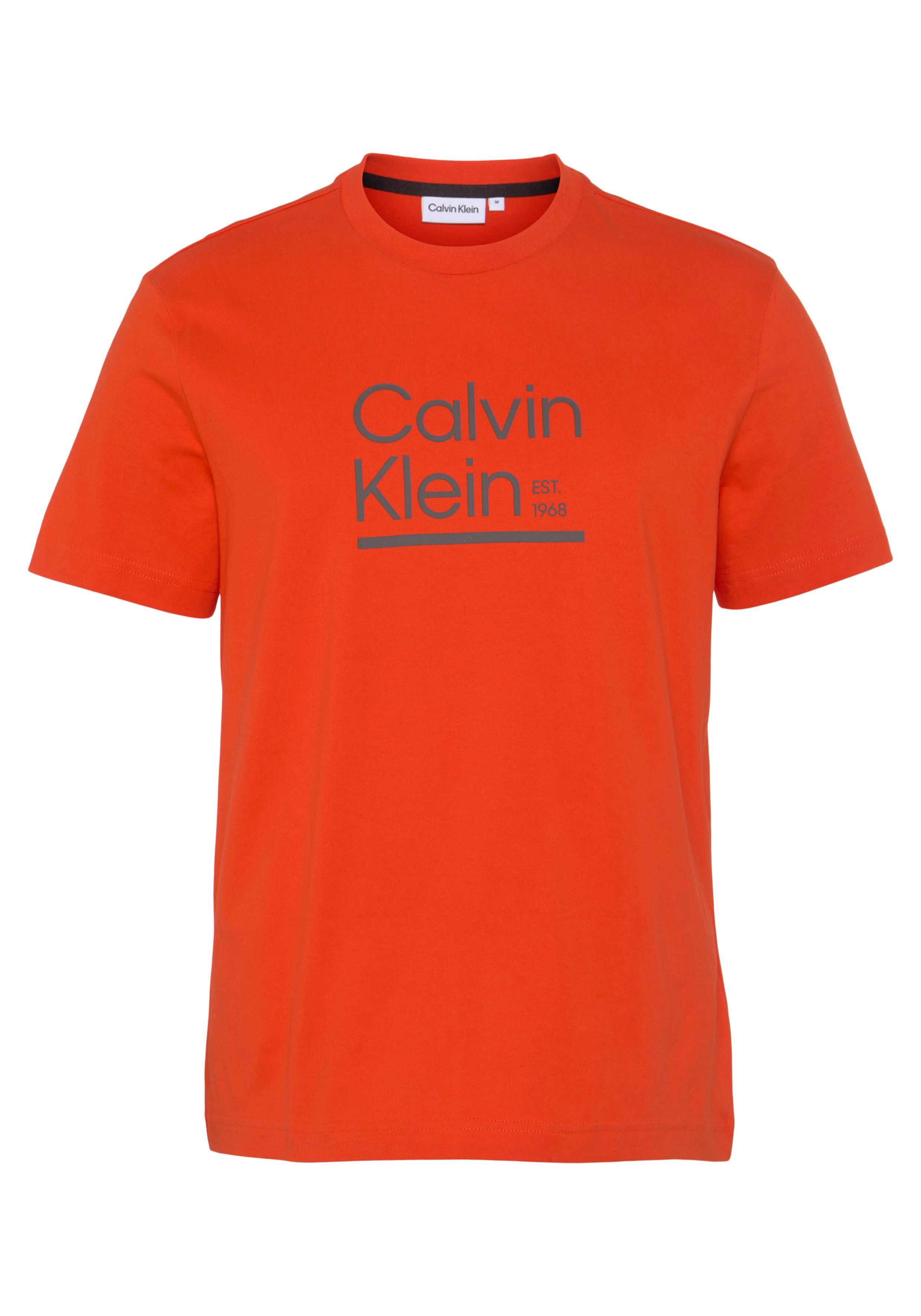 LOGO LINE mit T-Shirt Calvin CONTRAST Spicy Klein T-SHIRT Orange CK-Logodruck