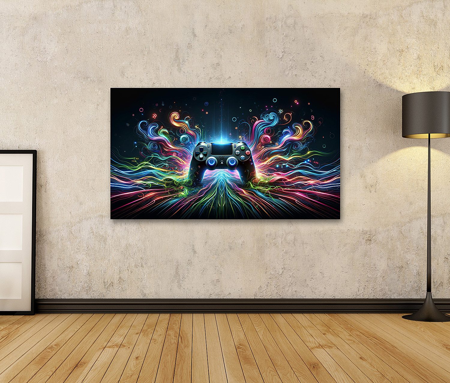 islandburner Leinwandbild Zentraler Gaming-Controller leuchtend Bilder