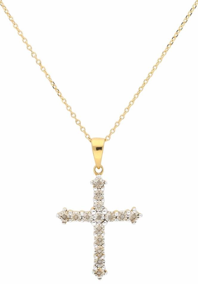 Firetti Kreuzkette Schmuck Geschenk Halsschmuck Halskette Silberkette Kreuz, mit Diamanten