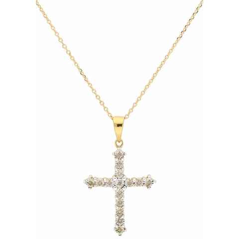 Firetti Kreuzkette Schmuck Geschenk Halsschmuck Halskette Silberkette Kreuz, mit Diamanten