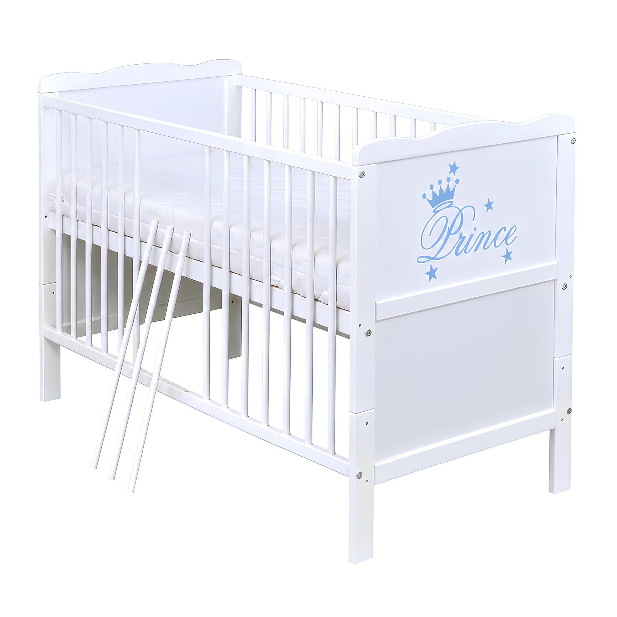 Baby-Delux Komplettbett Babybett Natalie Prince Komplettset, 10-tlg., Kinderbett 70x140 cm weiß, Bettset verschiedene Designs