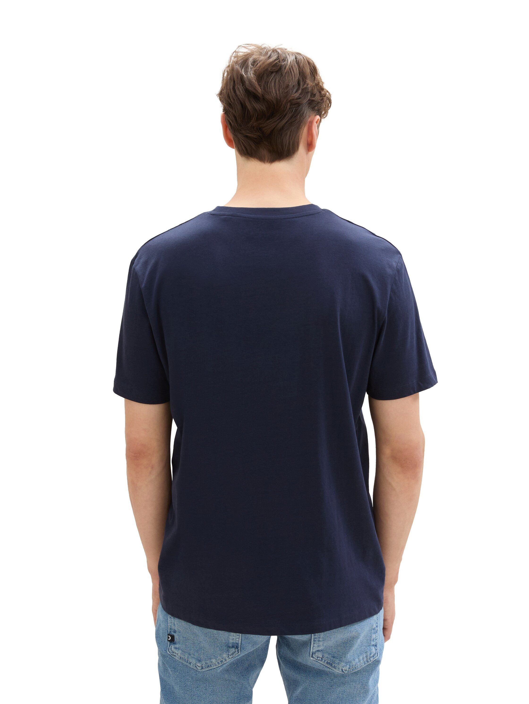 TOM TAILOR Denim Rundhalsshirt mit verschiedenen Logo Prints