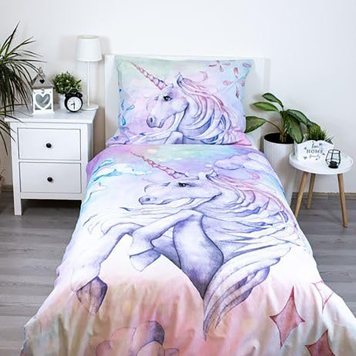 Jerry Fabrics Kinderbettwäsche Einhorn Kinderbettwäsche Pastellregenbogen 1 günstig online kaufen