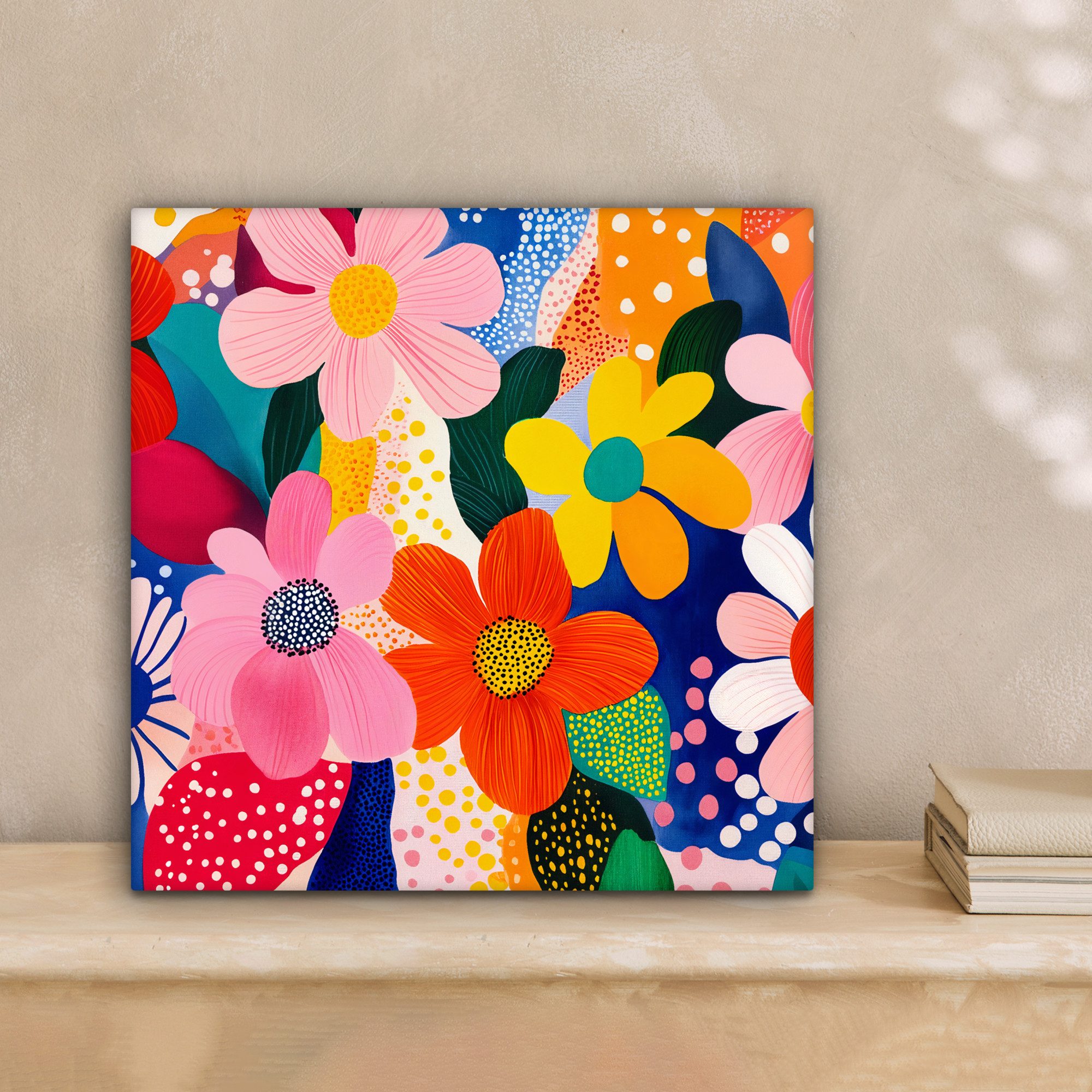 OneMillionCanvasses® Leinwandbild Blumen - Bunt - Tupfen, Fotodruck (1 St), günstig online kaufen
