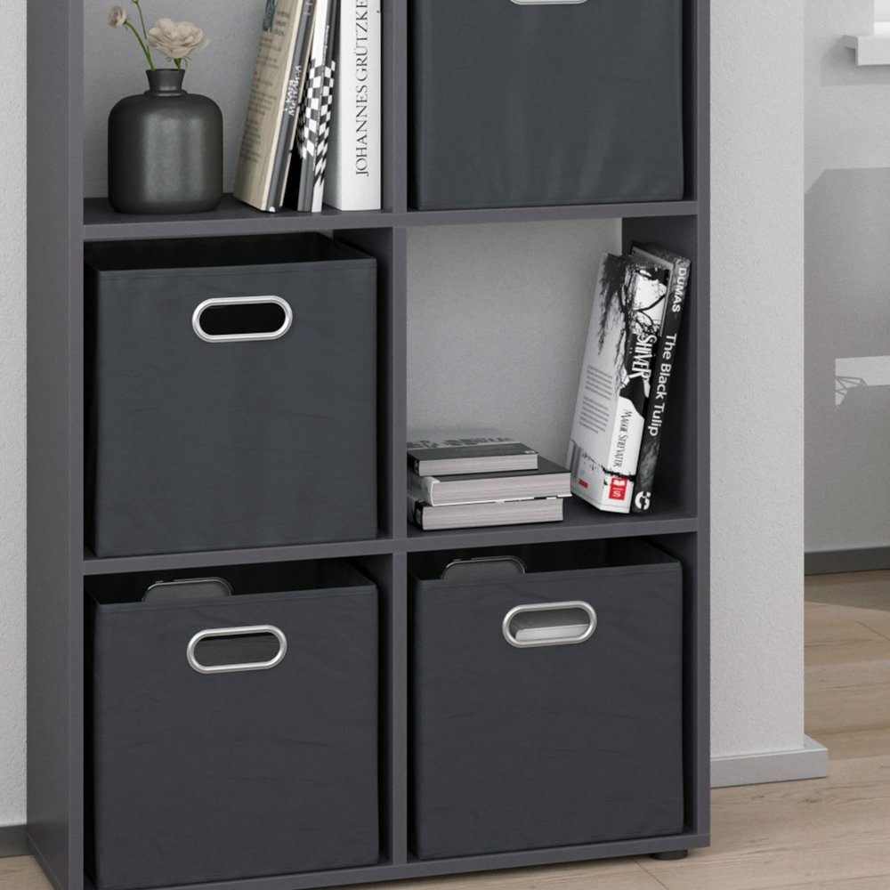Vicco Raumteiler Scutum, Grau, 72 x 143 cm mit 4 Faltboxen, 1-tlg.