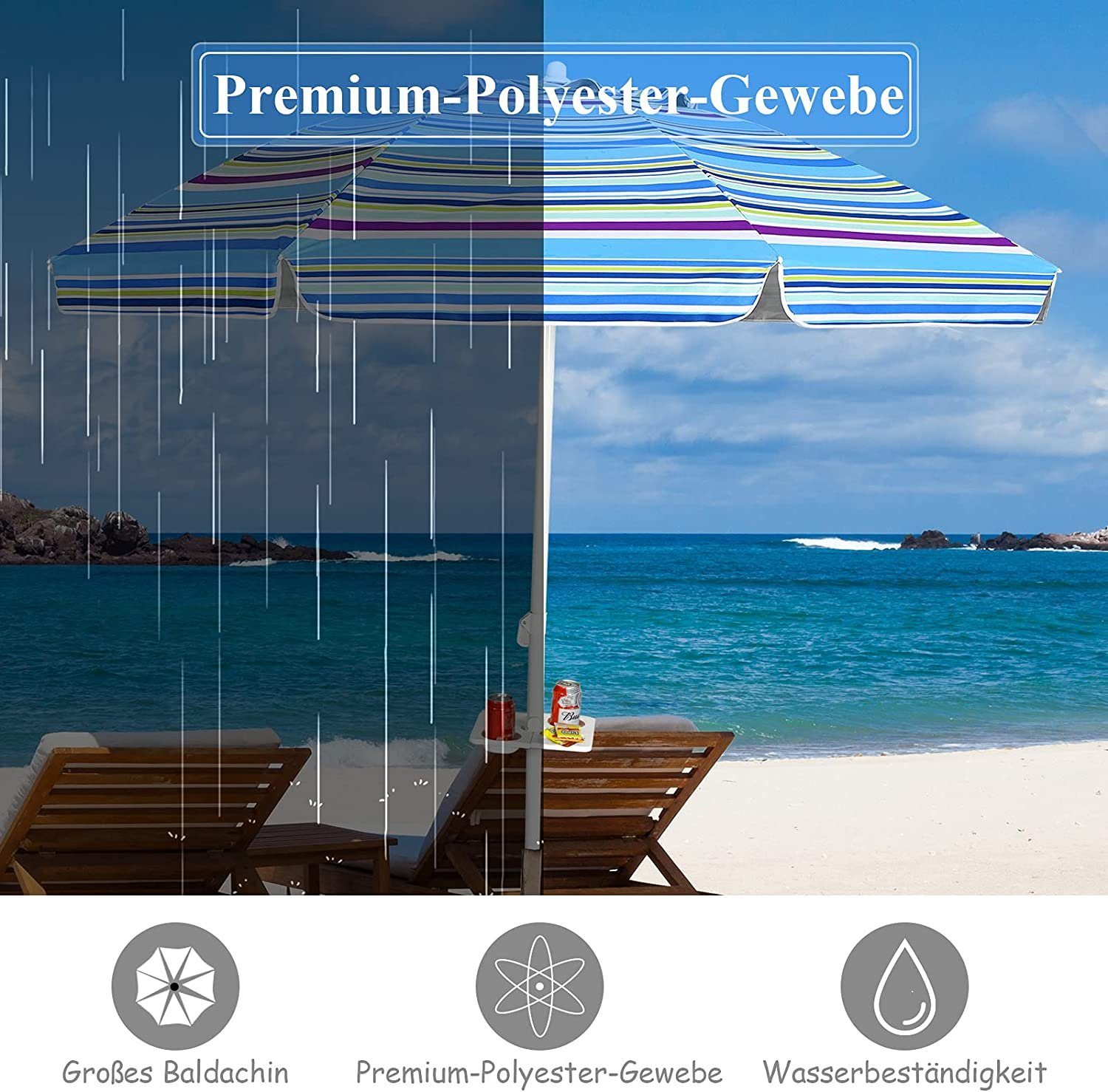 KOMFOTTEU Sonnenschirm Terrassenschirm, Ø 220 cm,Sonnenschutz günstig online kaufen