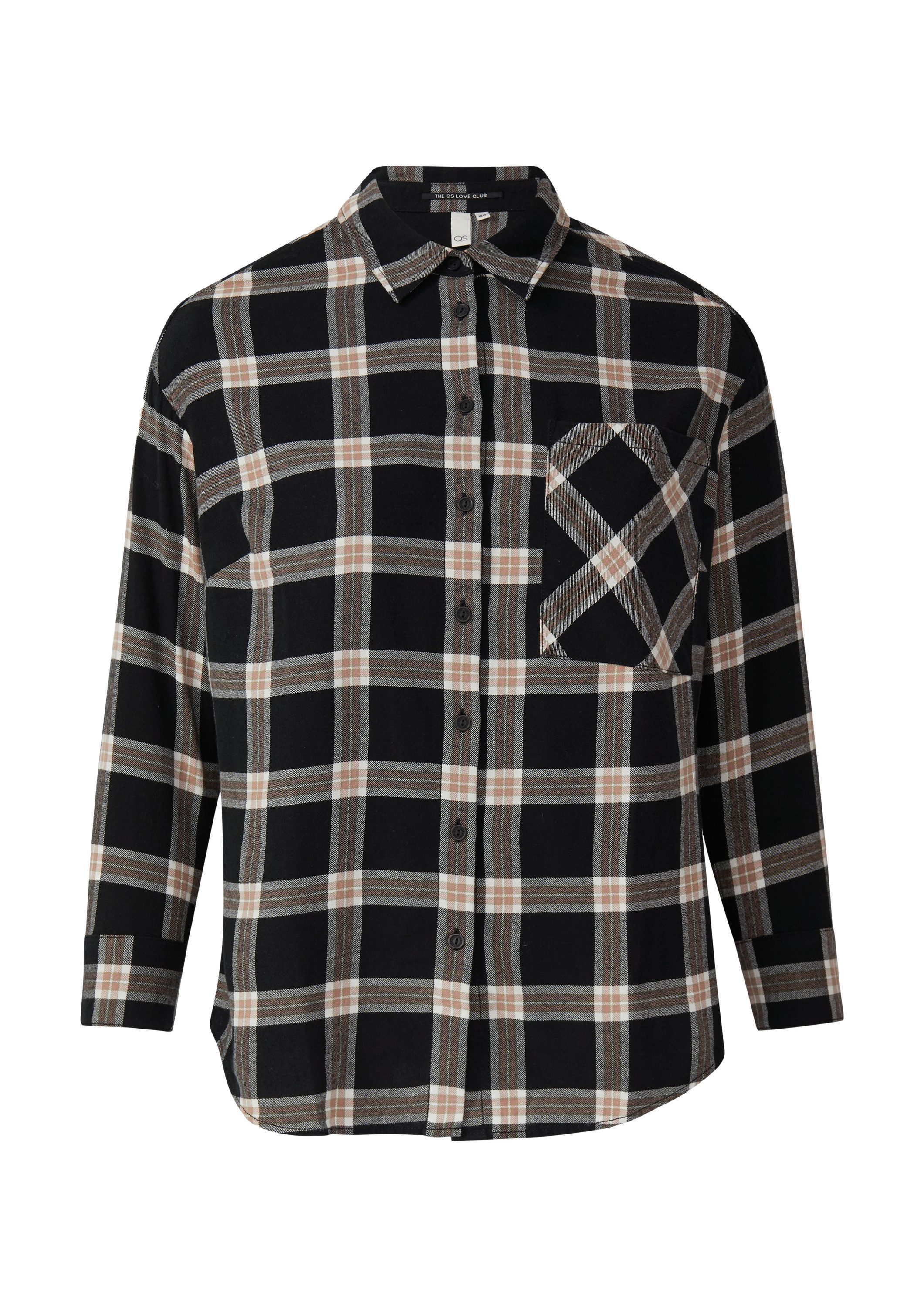 QS Langarmbluse Bluse Bluse aus Baumwollflanell günstig online kaufen