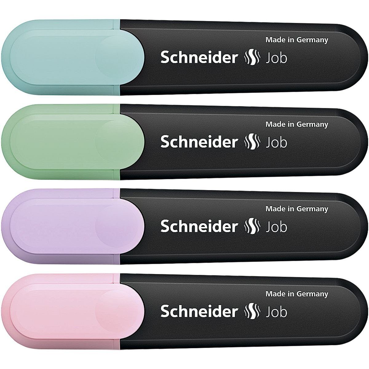 Textmarker im flieder, Job (4-tlg), mint, türkis, rosé Kunststoffetui Pastellfarben, in Pastell, Marker Schneider