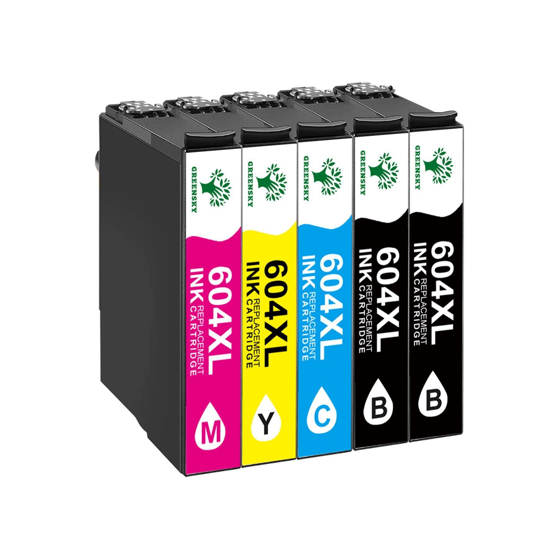 Greensky 5PK 604 XL für EPSON 604XL Druckerpatronen Tintenpatrone (WF-2910DWF WF-2930DWF WF-2935DWF WF-2950DWF, 5-tlg., XP-2200 XP-2205 XP-3200 XP-3205 XP-4200 XP-4205)